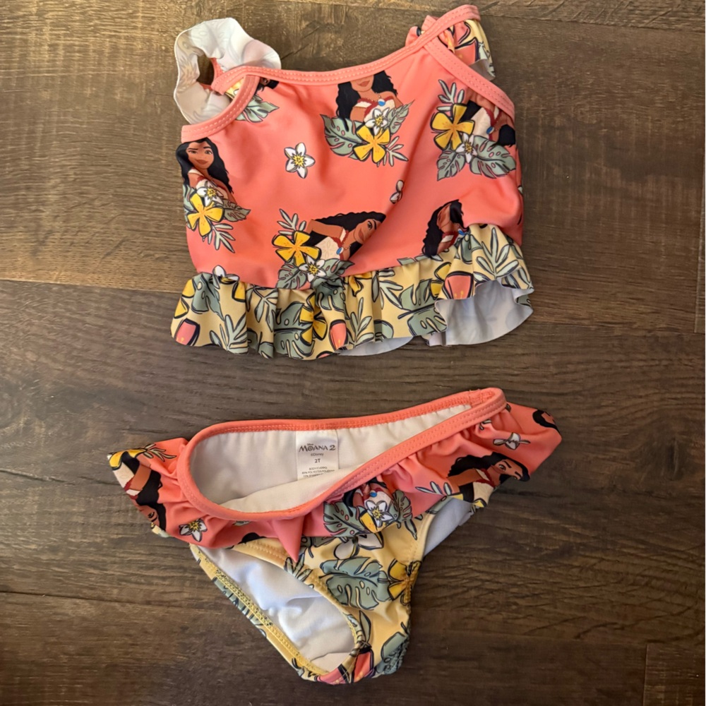 Moana Floral Kids Swimwear Set - Pink and Yellow